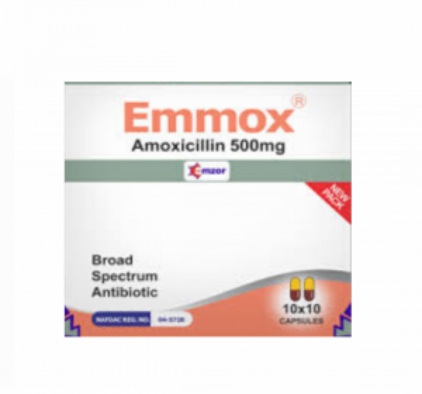 Emmox Amoxicillin 500mg 10*10caps (Mzor) Per Card